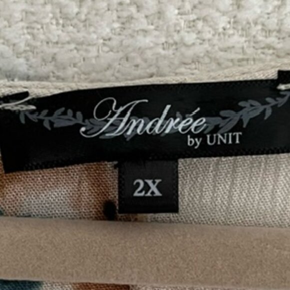 Andree by Unit Womens Floral Print V-neck 3/4 Sleeve Top, Plus Size 2X - Picture 2 of 4